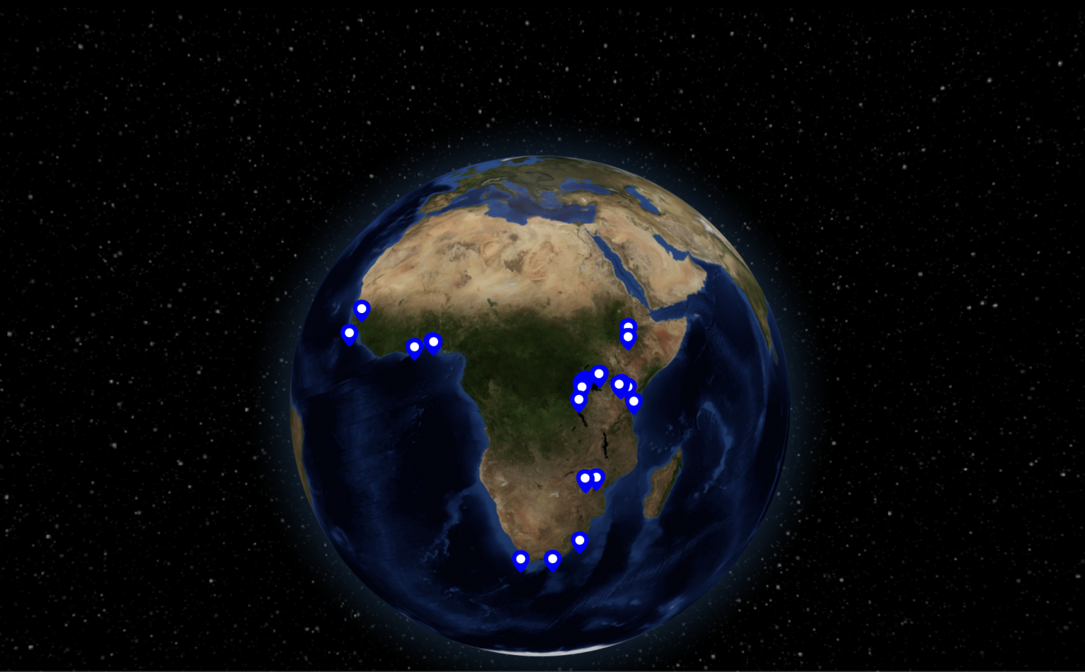 A global gathering under blue lighting.